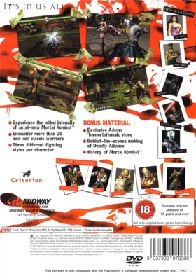 Mortal Kombat - Deadly Alliance box cover back